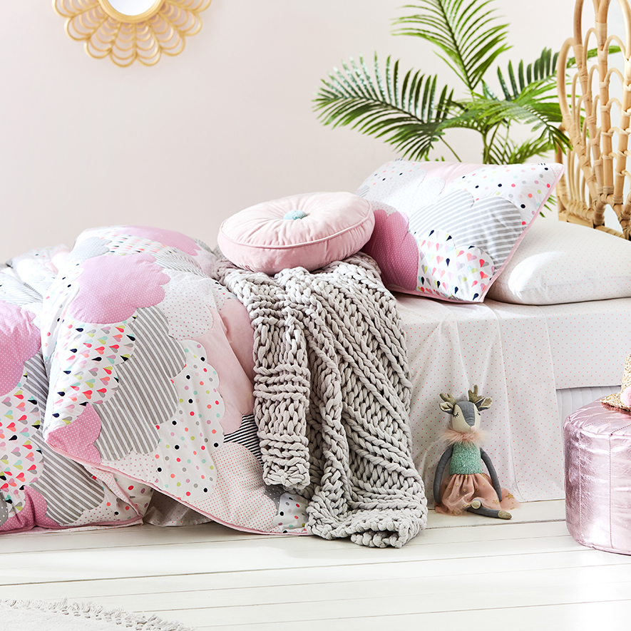 Purple Cloud Quilted Duvet Cover Set Adairs