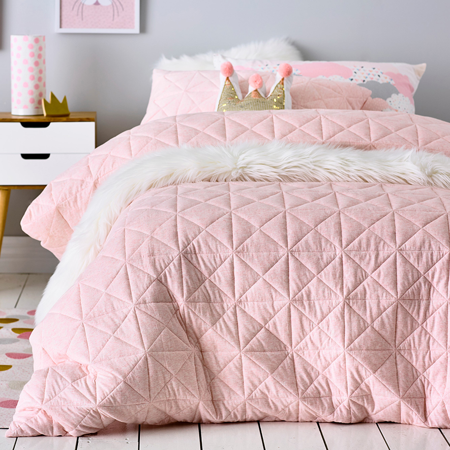 Harvie Jersey Quilt Cover Set Pink Adairs