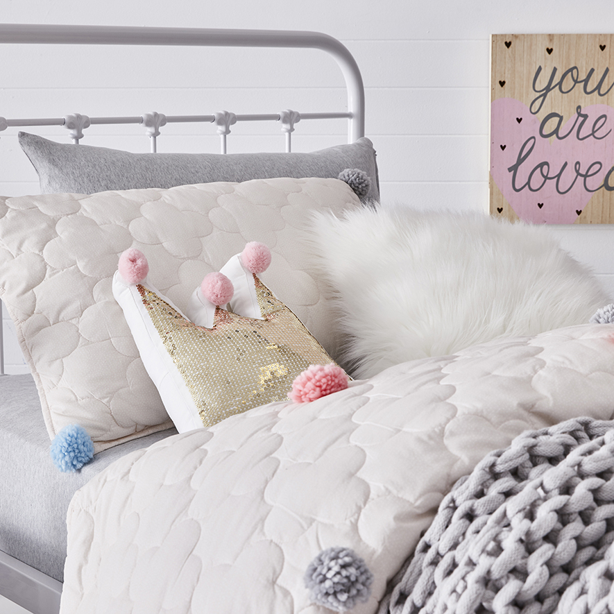 Girls pom cheap pom bedding