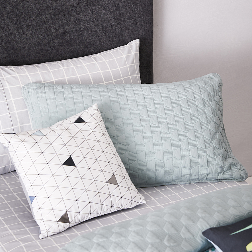 Joey Quilted Microfibre Quilt Cover Set Green Adairs