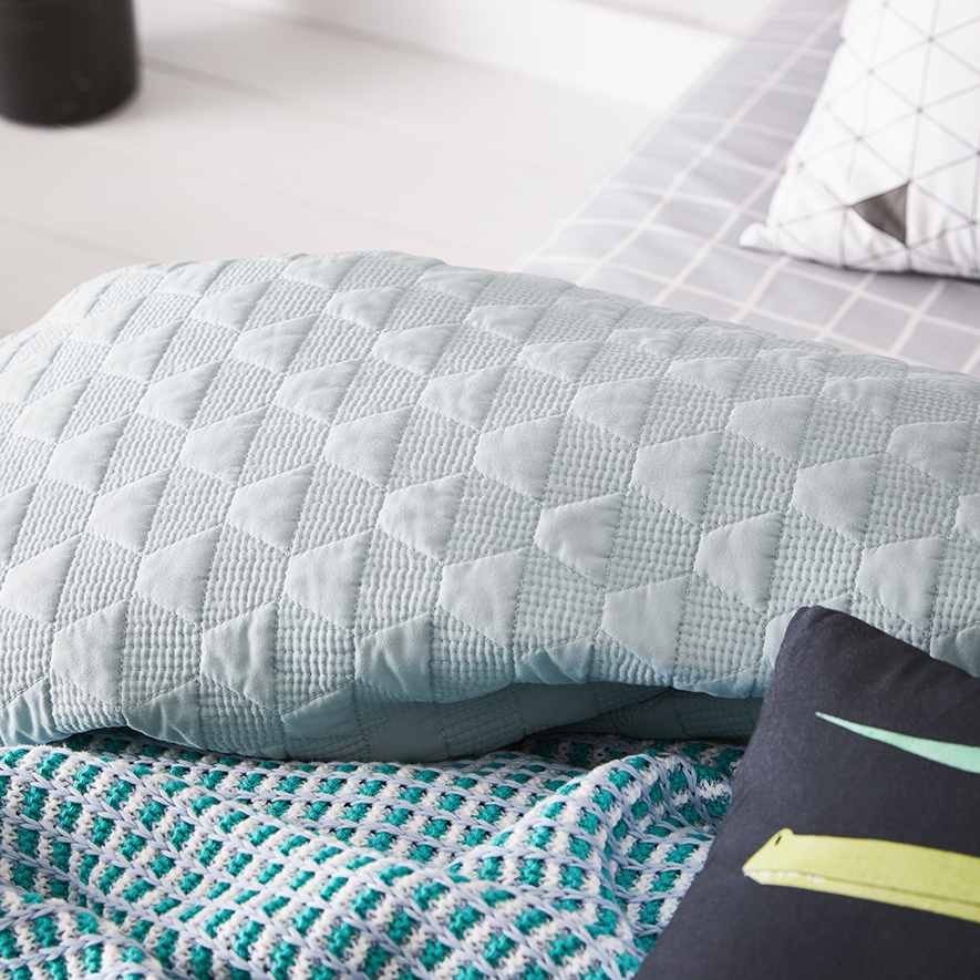 Joey Quilted Microfibre Quilt Cover Set Green Adairs