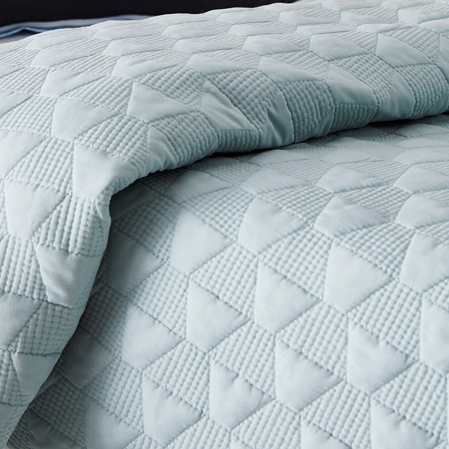 Joey Quilted Microfibre Quilt Cover Set Green Adairs