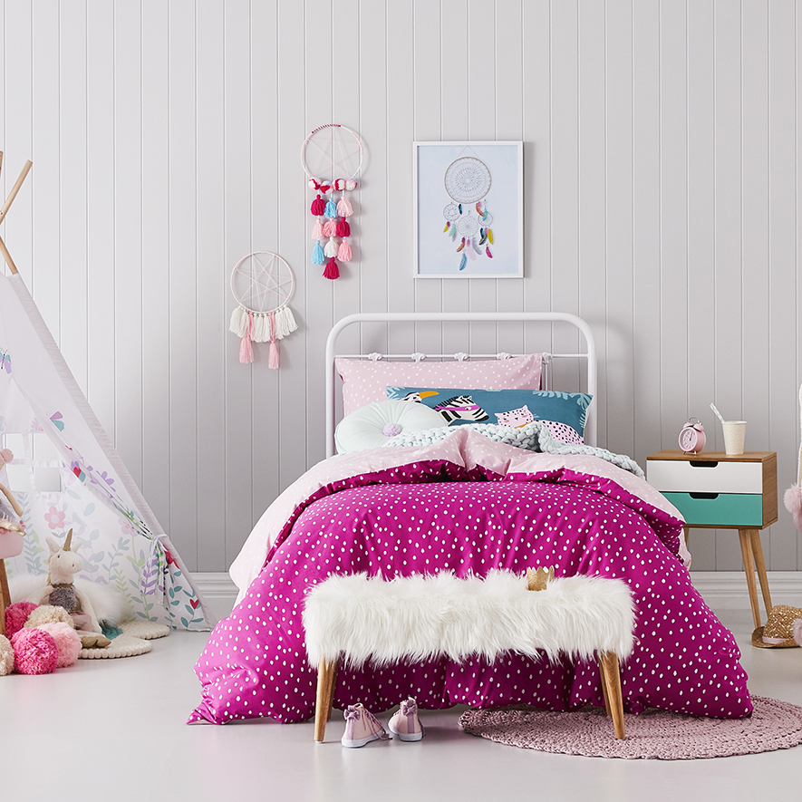 Darcy Spot Pink Quilt Cover Set Adairs