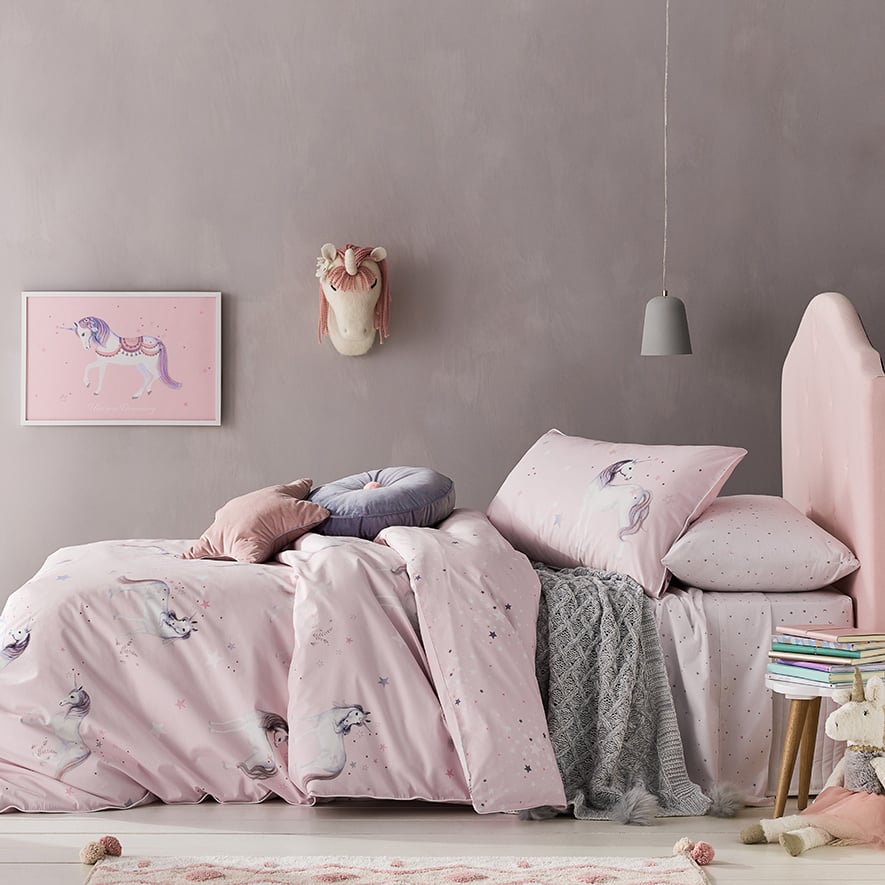 Unicorn Star Quilt Cover Set Purple Adairs