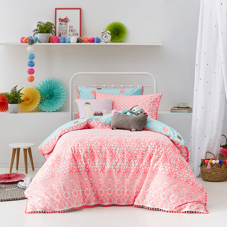 Boho Quilt Cover Set Pink Adairs