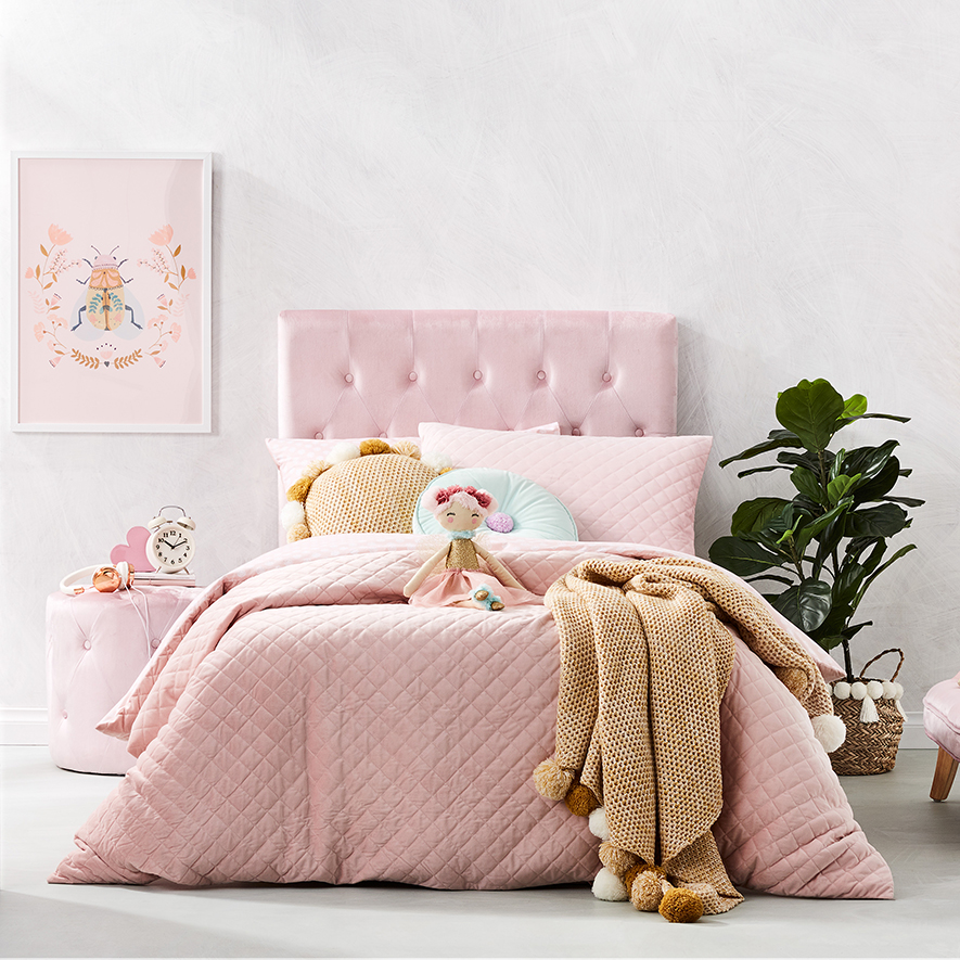 Lucy Velvet Pink Quilt Cover Set Adairs