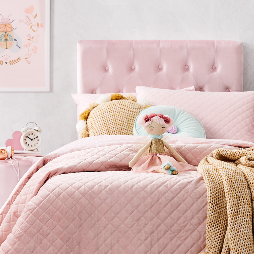 Lucy Velvet Pink Quilt Cover Set Adairs