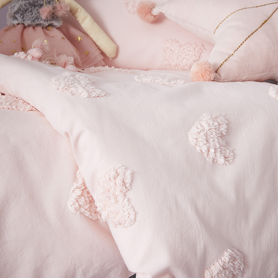 Chenille Heart Quilt Cover Set Pink Adairs