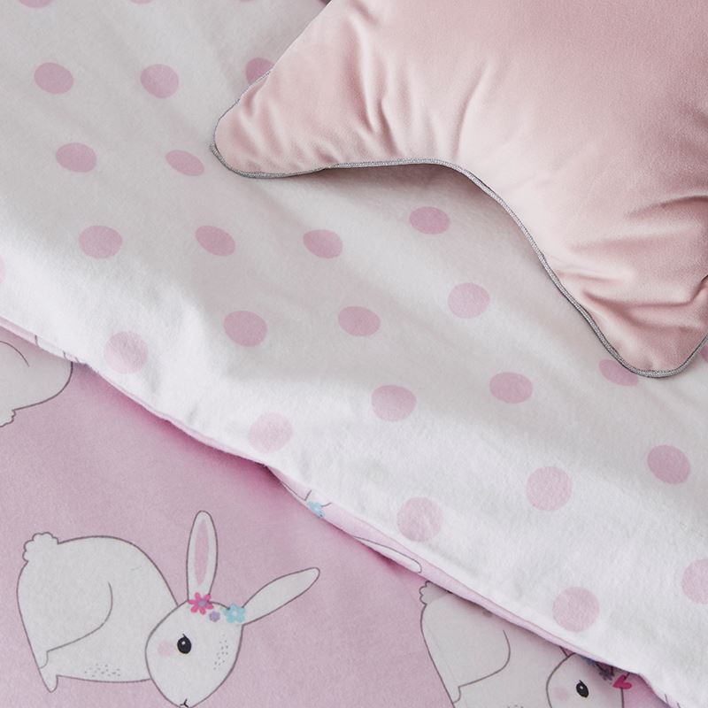 Bessie Bunny Flannelette Quilt Cover Set Pink