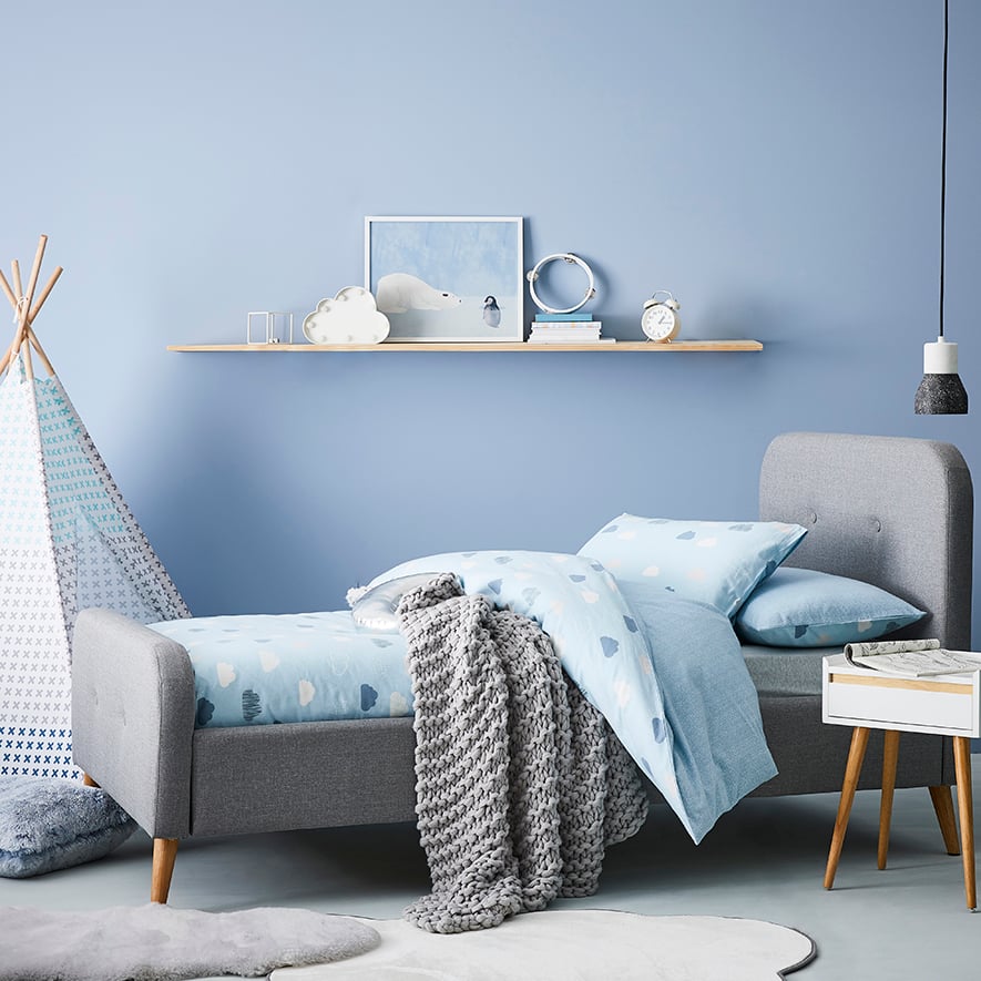 Adairs Kids Cody Cloud Flannelette Quilt Cover Set Blue Adairs