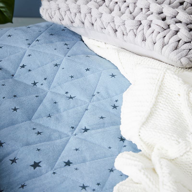 Stanley Star Quilted Flannelette Quilt Cover Set Blue
