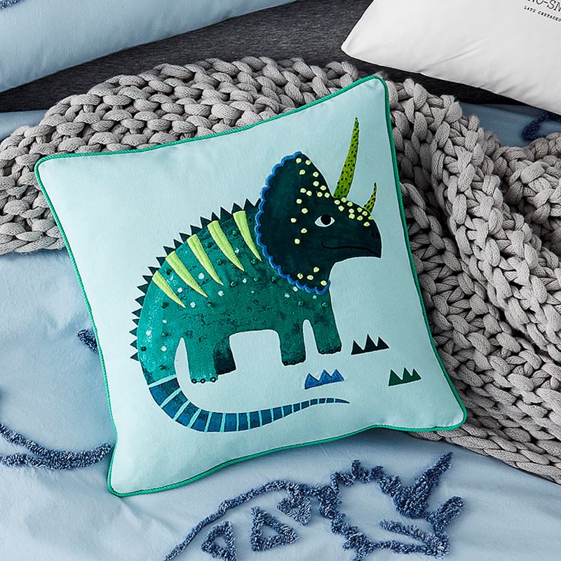 Dino Chenille Quilt Cover Set in Blue