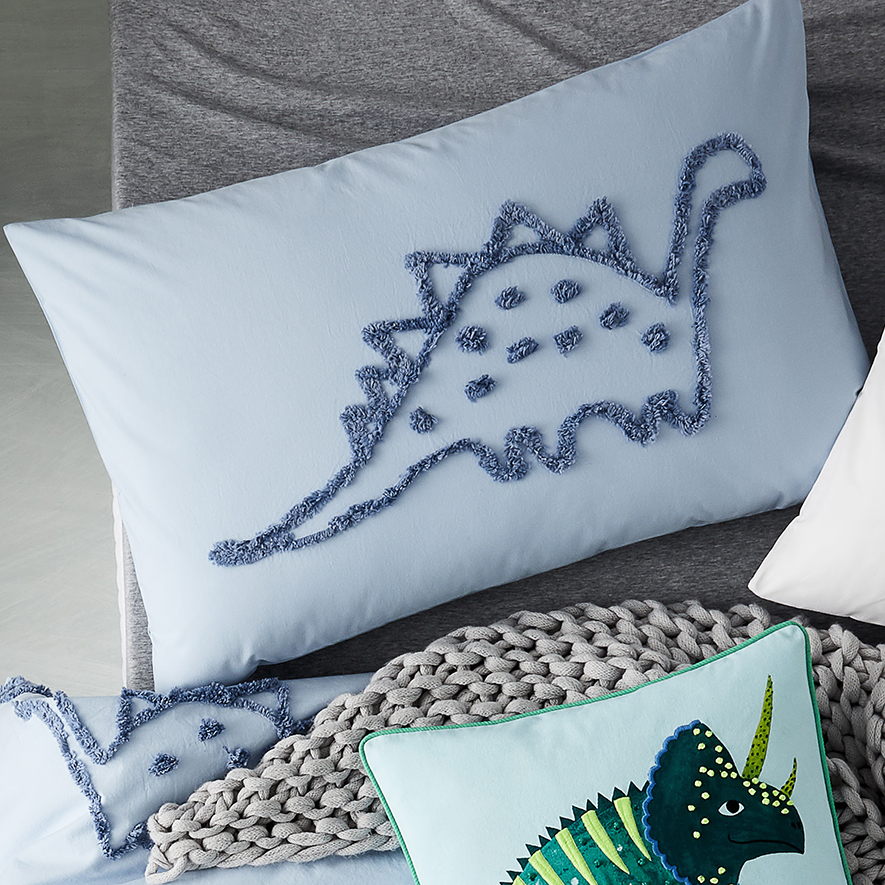 Dino Chenille Quilt Cover Set in Blue Adairs