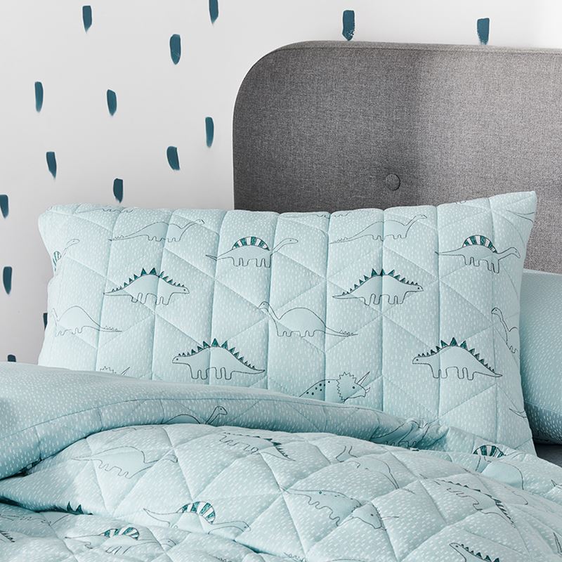 Dino Bamboo Jersey Blue Quilt Cover Set