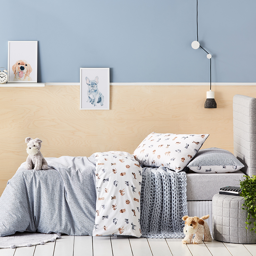 Woof Woof Quilt Cover Set White Adairs