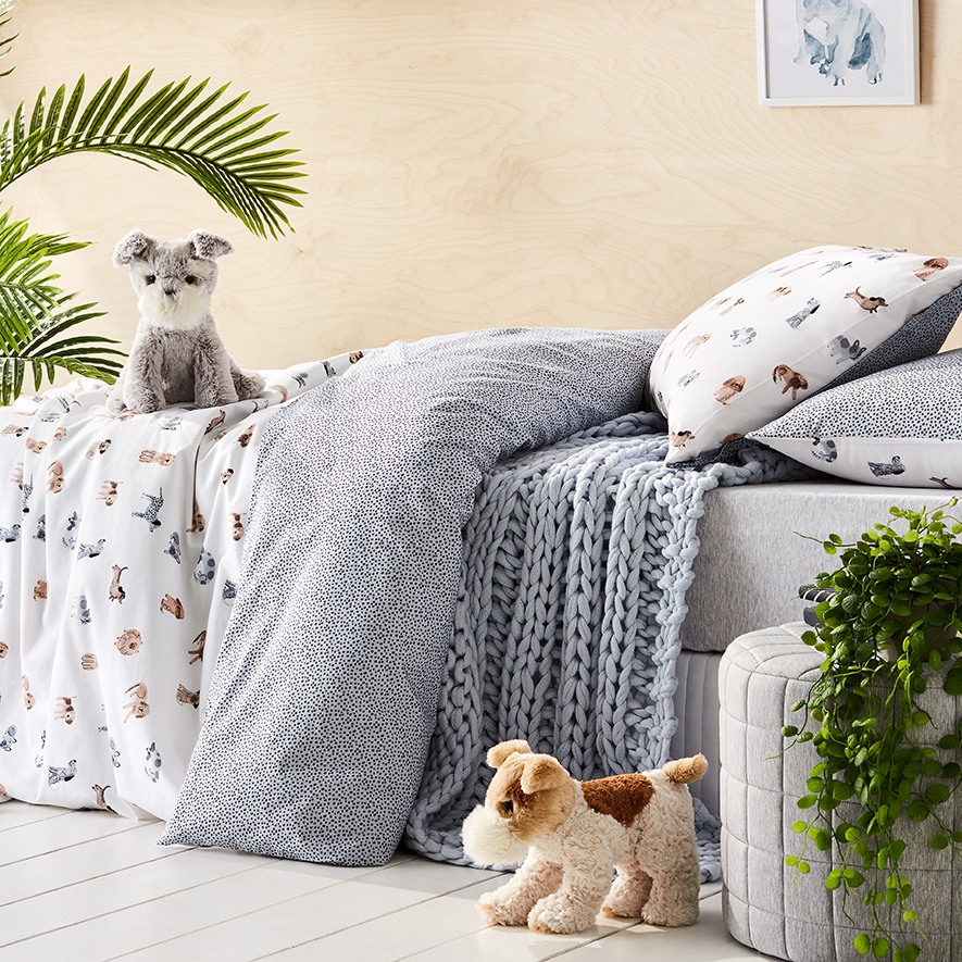 Woof Woof Quilt Cover Set White Adairs