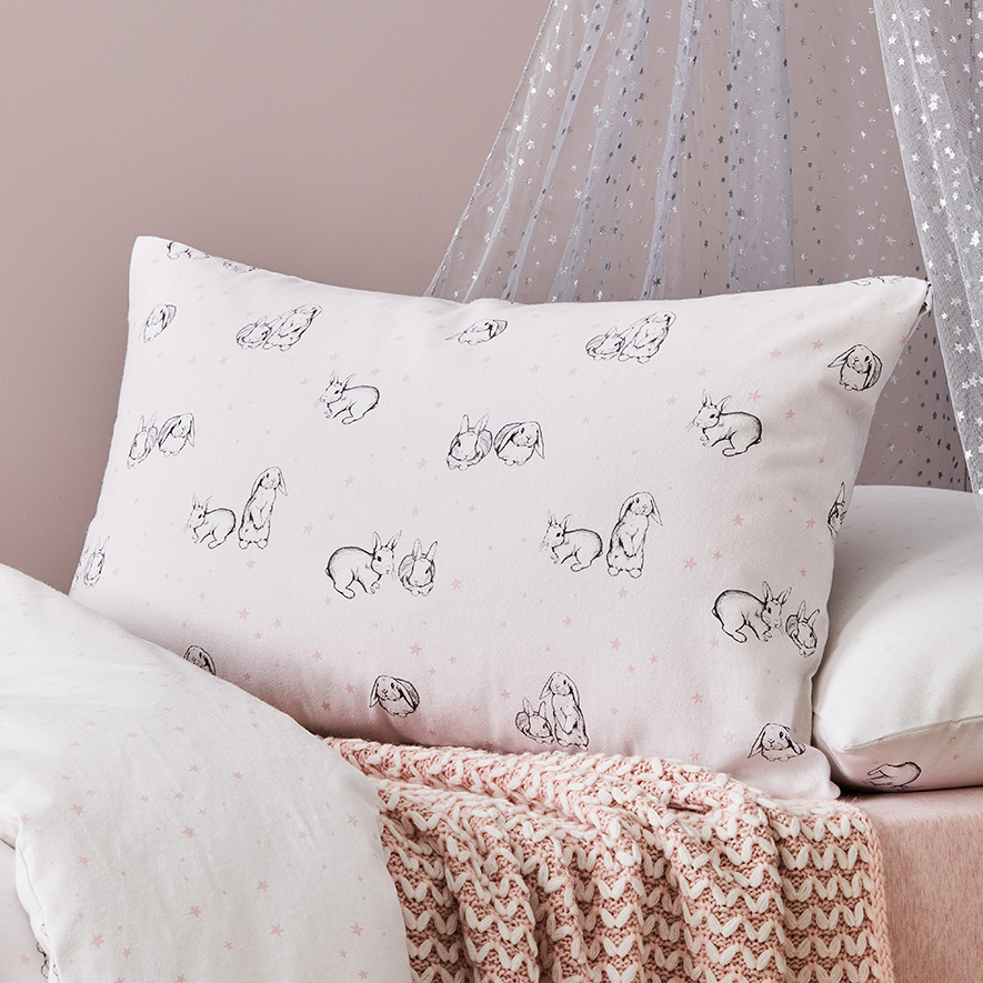 Bella Bunny Pale Pink Flannelette Quilt Cover Set Adairs