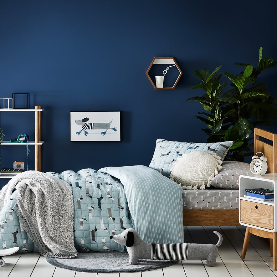 Sausage Dog Grey Bamboo Jersery Quilt Cover Set Adairs