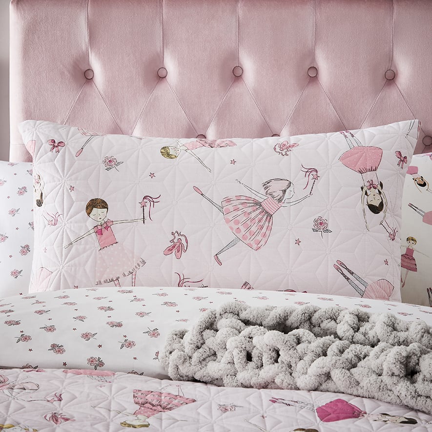 Adairs Kids Anna Ballerina Quilted Pink Quilt Cover Set Adairs