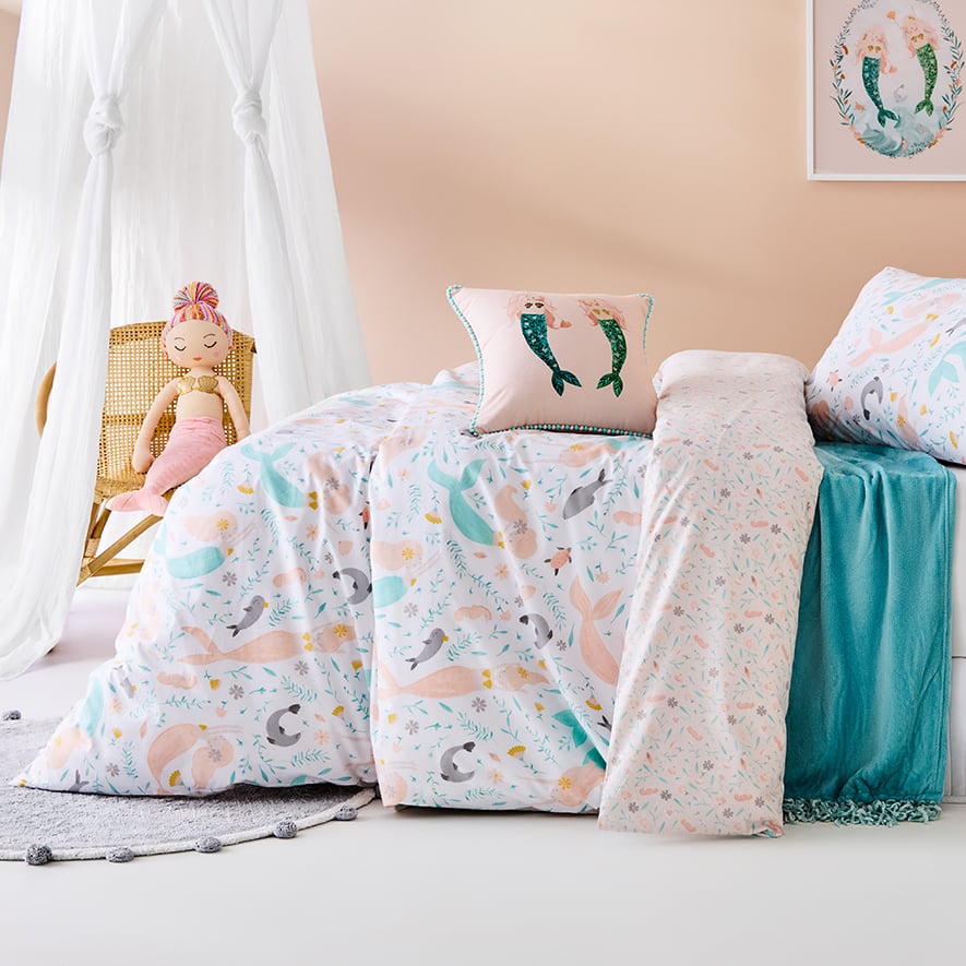 Mermaid Paradise White Quilt Cover Set Adairs