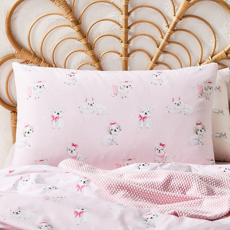 Sweet Puppy Stonewashed Pink Quilt Cover Set Adairs