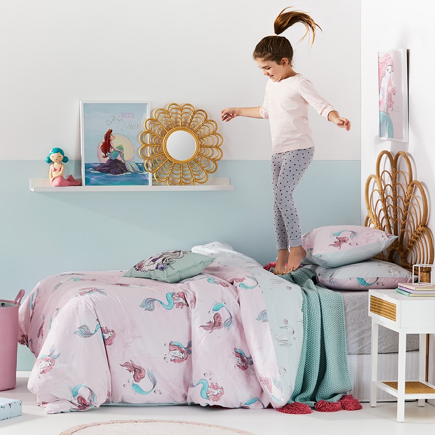 Little Mermaid Sparkle Shell Pink Quilt Cover Set Adairs
