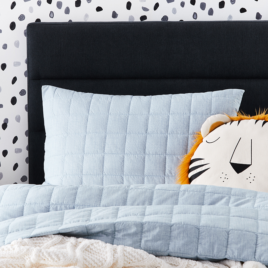 Phoenix Quilted Light Blue Quilt Cover Set Adairs