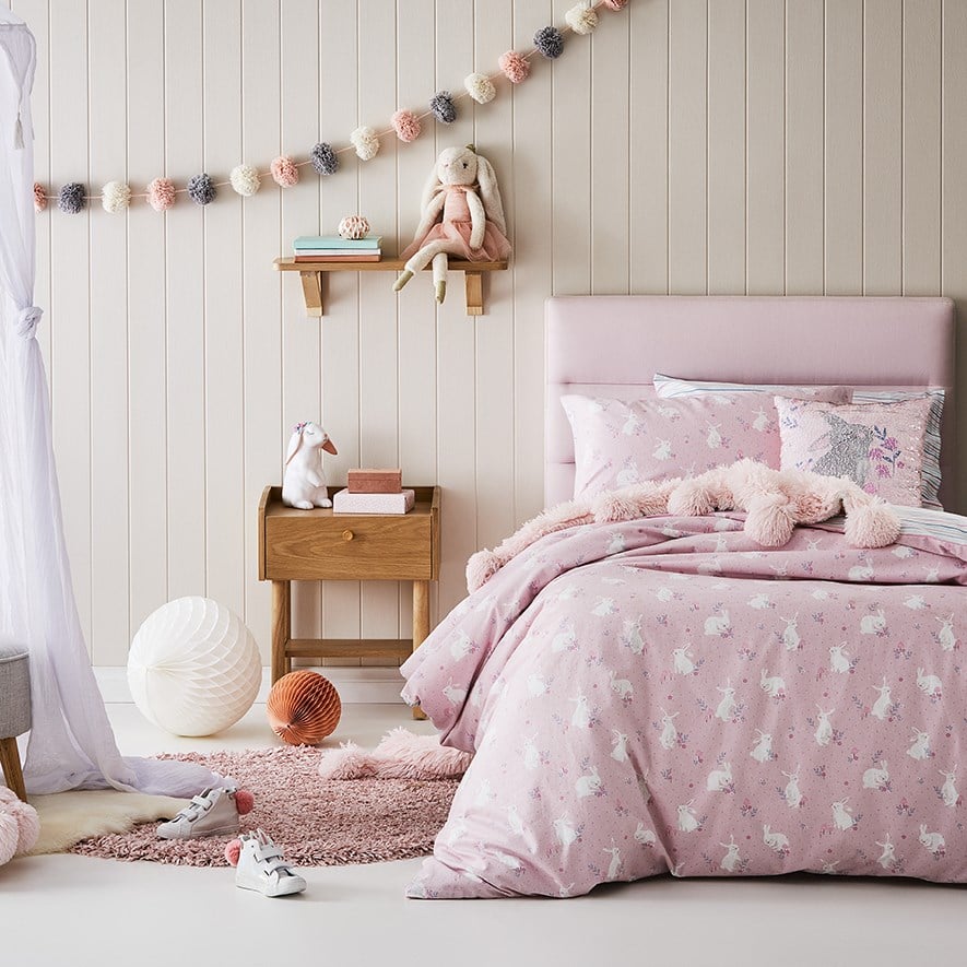 Sweet Little Bunny Pink Flannelette Quilt Cover Set Adairs