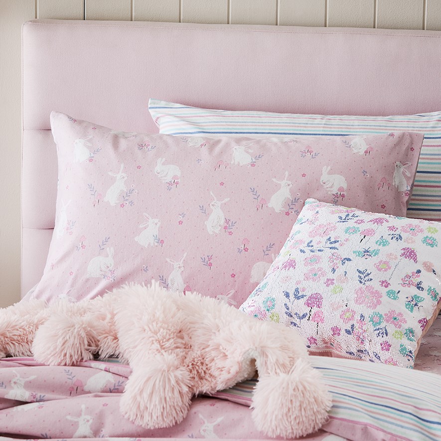 Sweet Little Bunny Pink Flannelette Quilt Cover Set Adairs