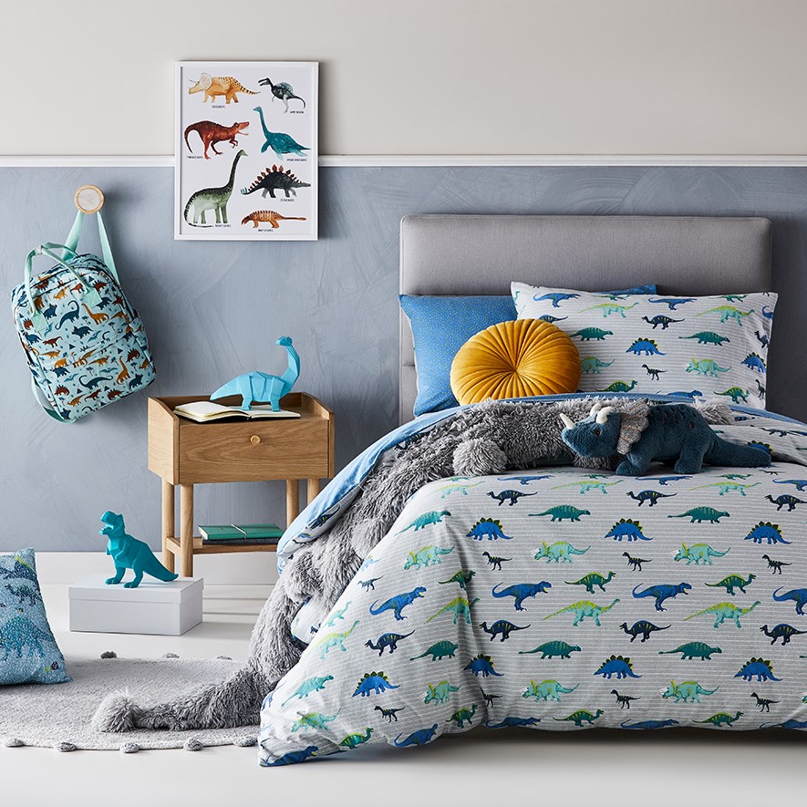 Grey dinosaur bedding clearance