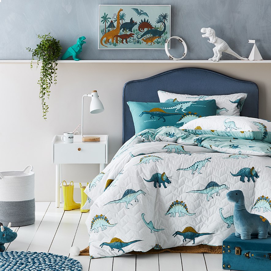 Kids dinosaur quilt cover discount