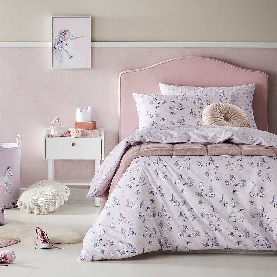 Magical Unicorn Lilac Quilt Cover Set Adairs