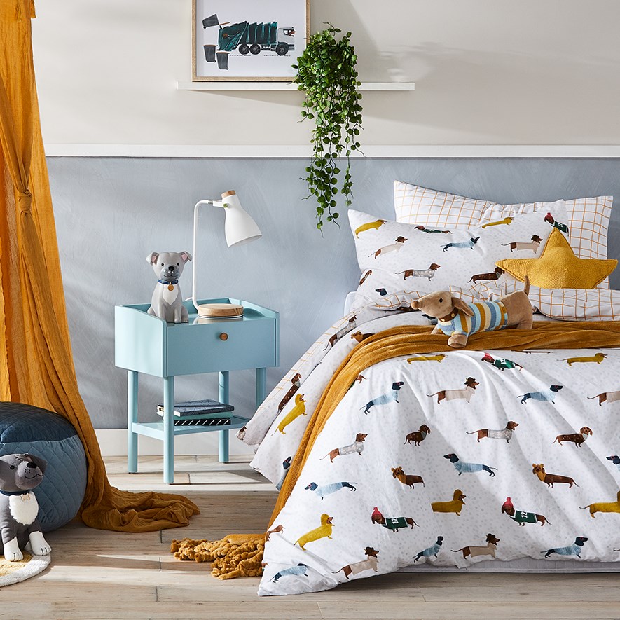 Dachshund Pals Stonewashed Quilt Cover Set Adairs