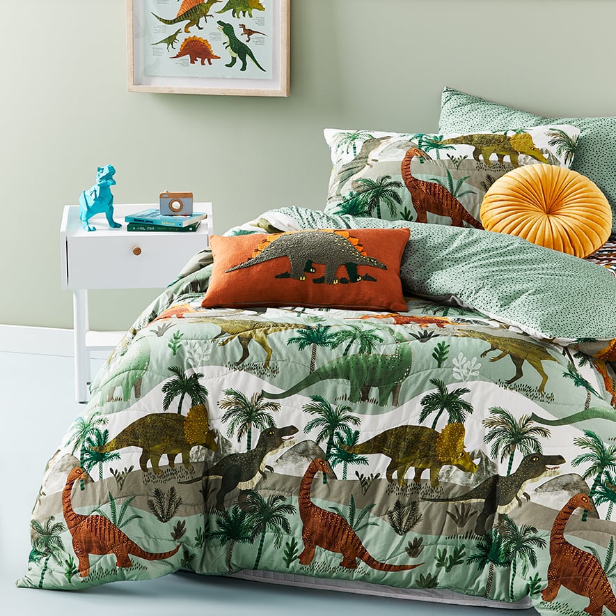 Green dinosaur deals bedding