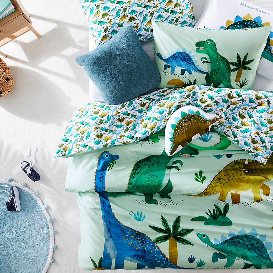 Dinosaur Gang Green Quilt Cover Set Adairs