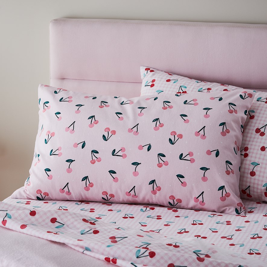Sweet Cherry Pink Flannelette Quilt Cover Set Adairs