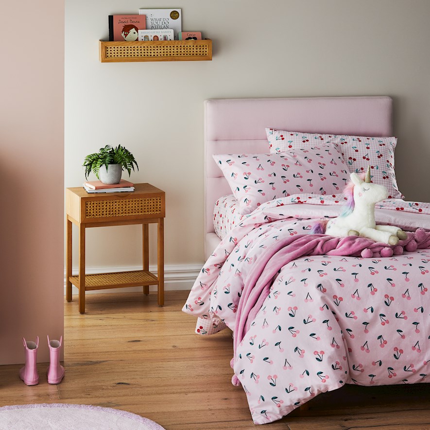 Sweet Cherry Pink Flannelette Quilt Cover Set Adairs