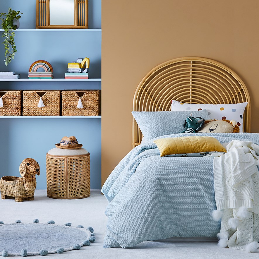 Byron Boucle Milky Blue Quilt Cover Set Adairs