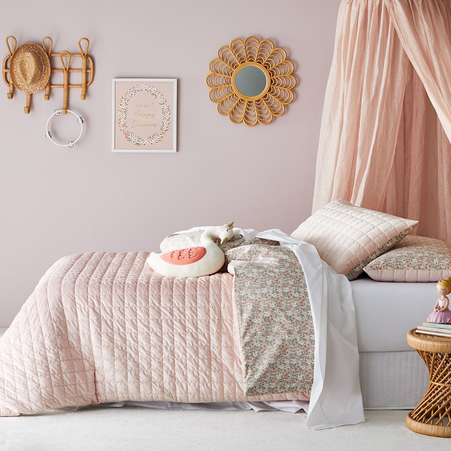 Adairs Kids Florence Quilted Velvet Quilt Cover Set Bedroom