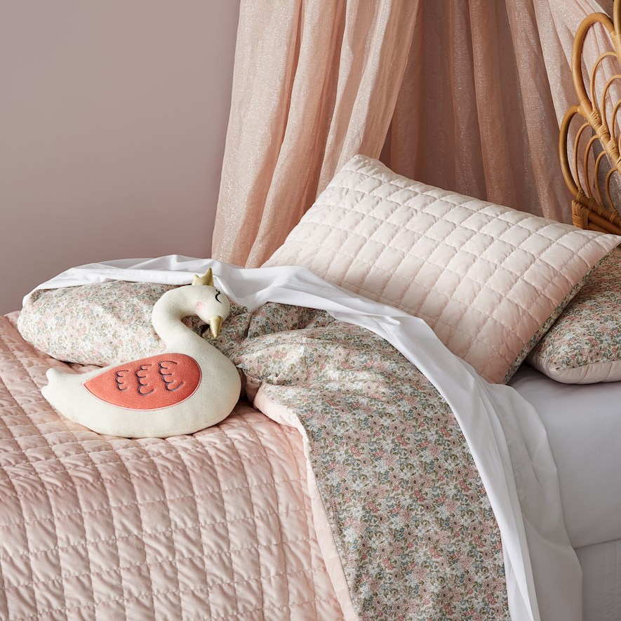 Adairs Kids Florence Blush Velvet Quilted Quilt Cover Set Adairs