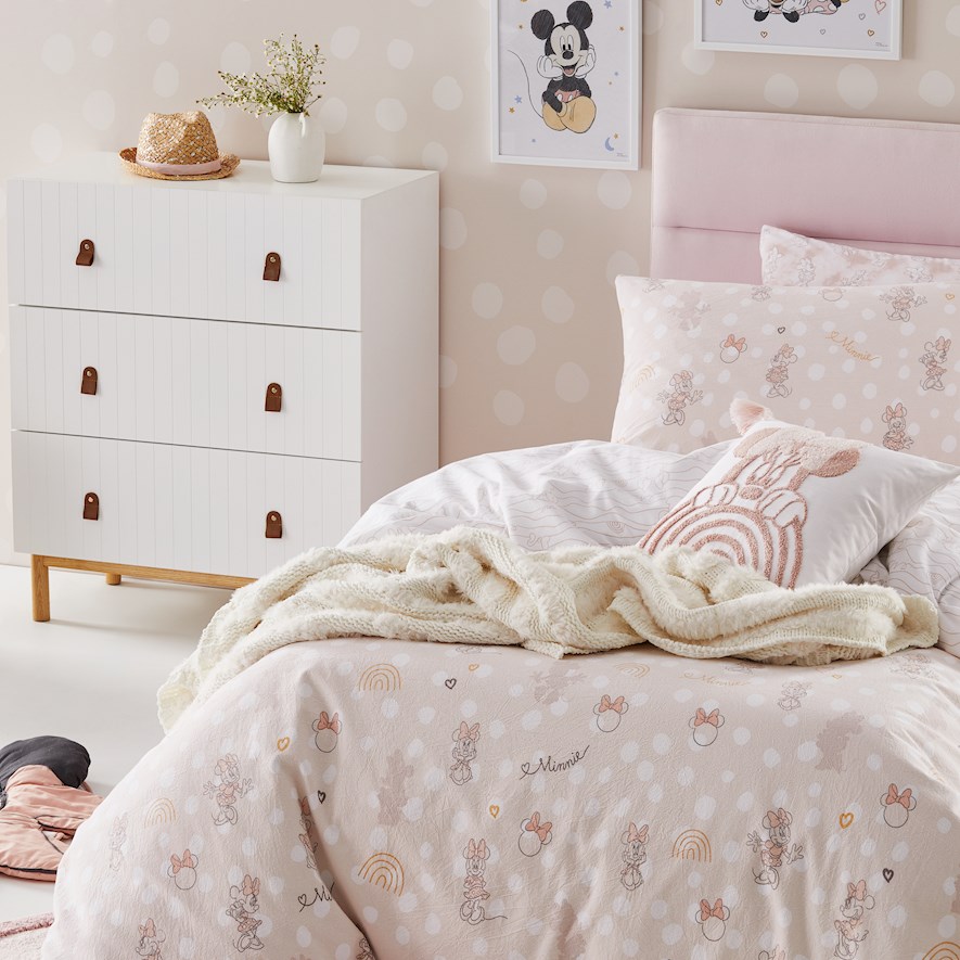 Disney Minnie Mouse Stonewashed Pink Quilt Cover Set Adairs