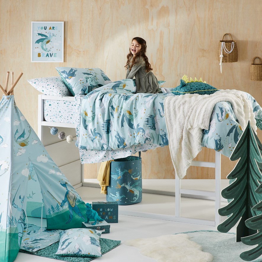 Dragon Tales Mist Green Quilt Cover Set Adairs