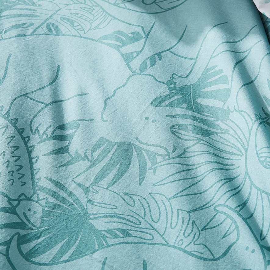 Dino Stonewashed Cotton Dusty Blue Quilt Cover Set Adairs