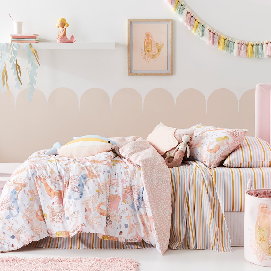 Mermaid Dreams Pink Quilt Cover Set Adairs