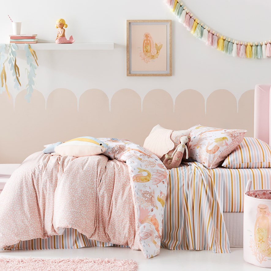 Mermaid Dreams Pink Quilt Cover Set Adairs
