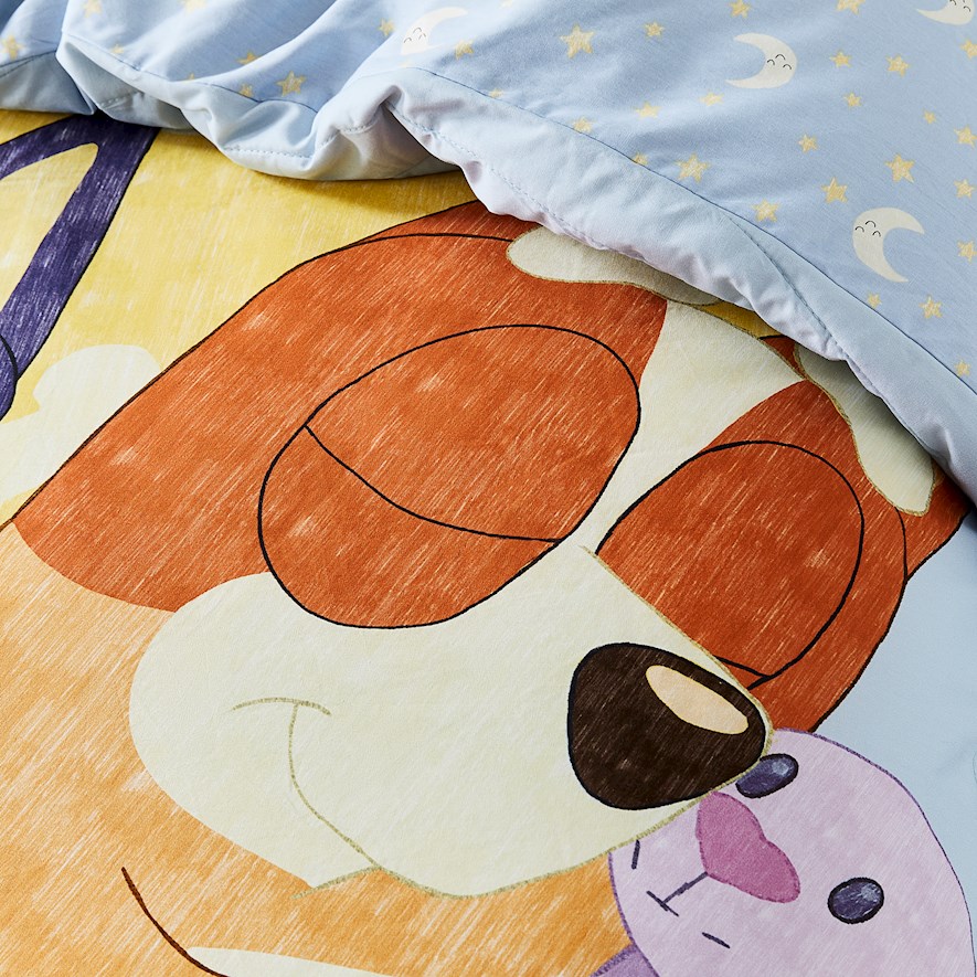 Adairs Kids Bluey Chambray Quilted Quilt Cover Set Adairs