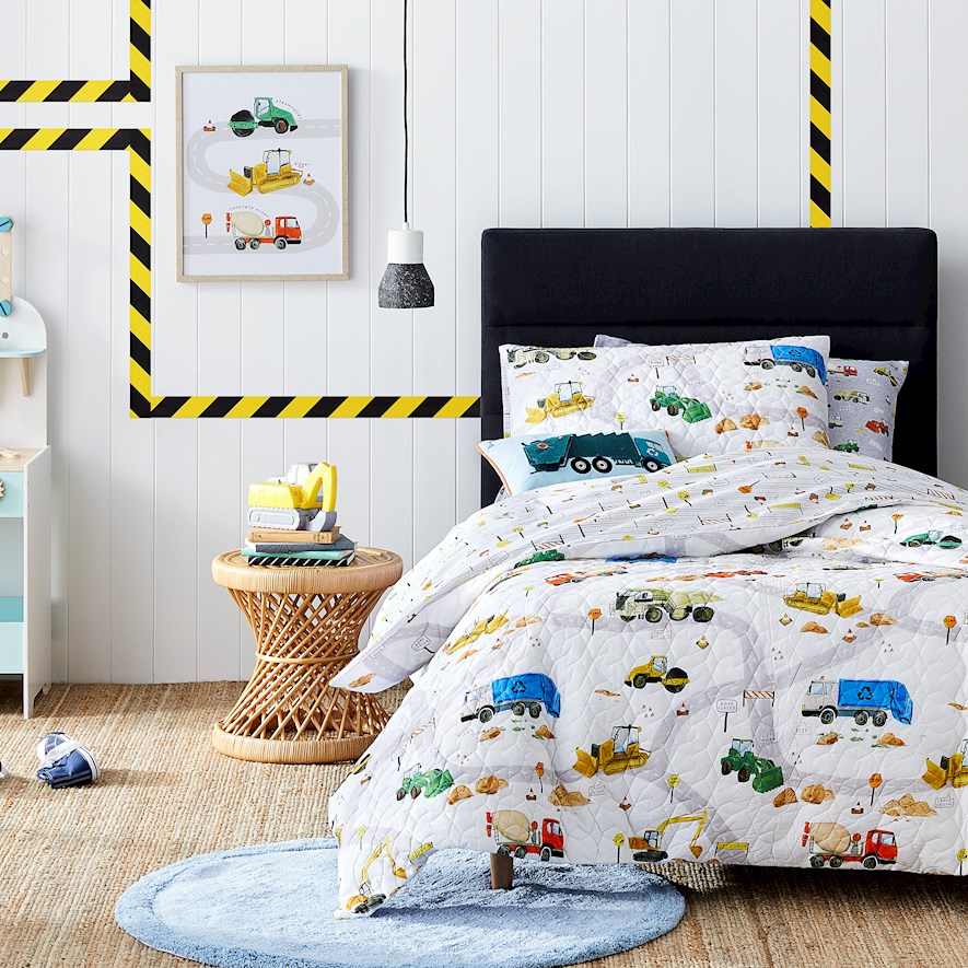 Truck Town Quilted Quilt Cover Set Adairs Kids Adairs