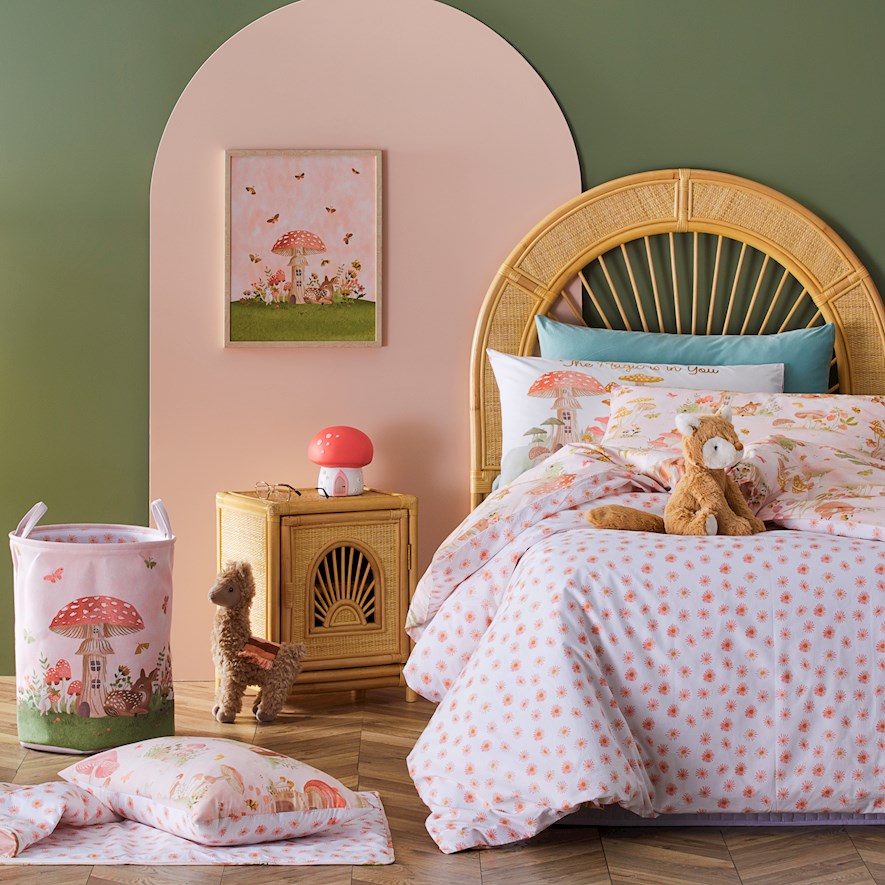 Toadstool Village Pink Duvet Cover Set Adairs