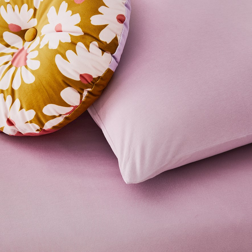 Adairs Kids Cotton Jersey Violet Pink Fitted Sheet Set Adairs