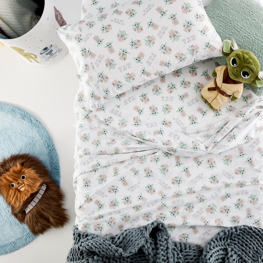 Adairs Kids Star Wars Yoda White Sheet Set Bedroom Adairs